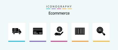 Ecommerce Glyph 5 Icon Pack Including ecommerce. ecommerce. payments. barcodes. dollar. Creative Icons Design vector