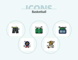 Basketball Line Filled Icon Pack 5 Icon Design. basketball. watch. fitness. heart. beat vector