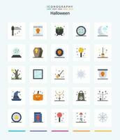 Creative Halloween 25 Flat icon pack  Such As moon. halloween. cauldron. worm. rotten vector