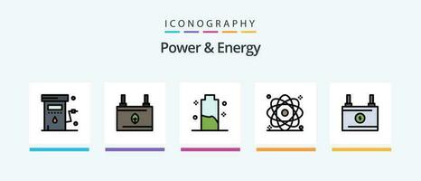 Power And Energy Line Filled 5 Icon Pack Including electricity. power. power. plug. energy. Creative Icons Design vector