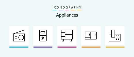Appliances Line 5 Icon Pack Including heater. refrigerator. wardrobe. icebox. oven. Creative Icons Design vector