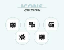 Cyber Monday Glyph Icon Pack 5 Icon Design. board. price. percentage. message. discount vector