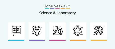 Science Line 5 Icon Pack Including tube. lab. test tube. gear. virus. Creative Icons Design vector