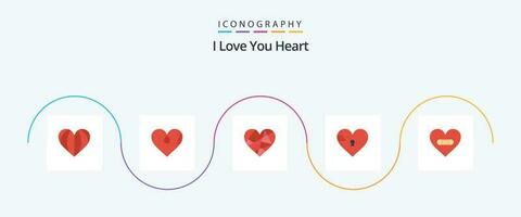 corazón plano 5 5 icono paquete incluso yeso. favorito. como. corazón vector
