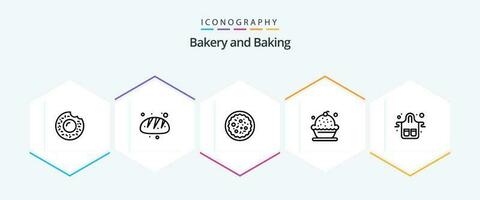 Baking 25 Line icon pack including food. pie. pepperoni. dessert. cake vector