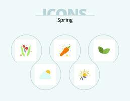 Spring Flat Icon Pack 5 Icon Design. spring. leaf. flower. growth. food vector