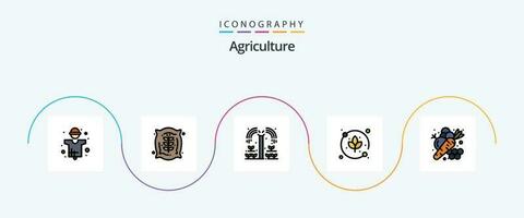 agricultura línea lleno plano 5 5 icono paquete incluso zanahoria. agricultura. granja. planta. planta vector