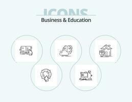 negocio y educación línea icono paquete 5 5 icono diseño. contratación. reanudar. cámping. inspiración. idea vector