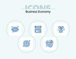 Economy Blue Icon Pack 5 Icon Design. dollar. money. talk. exchange. box vector