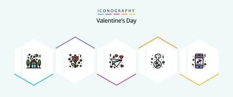Valentines Day 25 FilledLine icon pack including . love. love. dating. love vector