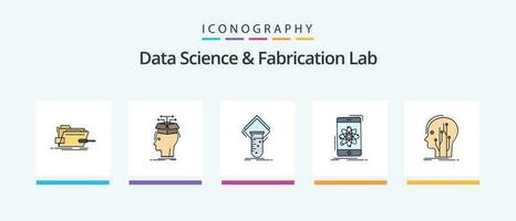 datos Ciencias y fabricación laboratorio línea lleno 5 5 icono paquete incluso bricolaje construir. diagrama. mente. hackear. creativo íconos diseño vector