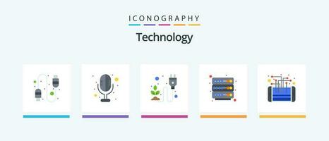 Technology Flat 5 Icon Pack Including processor. mobile. energy. circuit. rack. Creative Icons Design vector