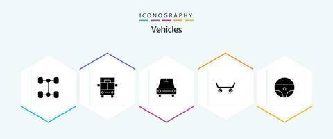 Vehicles 25 Glyph icon pack including . skateboard. wheel vector