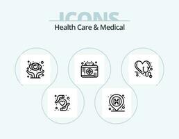 Health Care And Medical Line Icon Pack 5 Icon Design. location. herbal. healthcare. pharmacy. drug vector