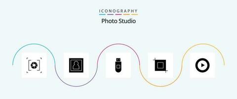 Photo Studio Glyph 5 Icon Pack Including mp. play. usb. studio. tool vector