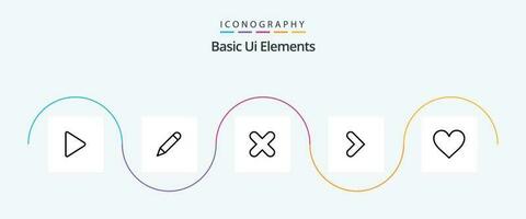 Basic Ui Elements Line 5 Icon Pack Including heart. direction. delete. forward. arrow vector