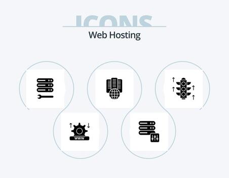 web hospedaje glifo icono paquete 5 5 icono diseño. apoderado . hospedaje . servidor. llave inglesa vector