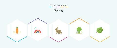 Spring 25 Flat icon pack including ecology. nature. bunny. apple tree. tree vector