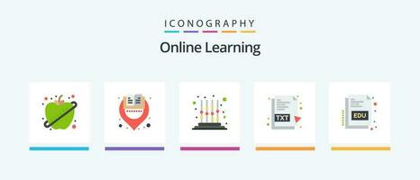 Online Learning Flat 5 Icon Pack Including educate. file. kids. document. txt. Creative Icons Design vector