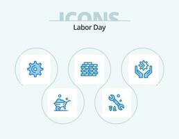 Labor Day Blue Icon Pack 5 Icon Design. . gear. spin. cog. bricks vector