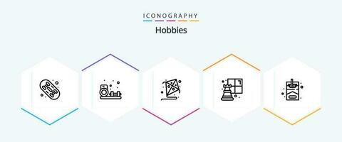 Hobbies 25 Line icon pack including . hobby. fly. hobbies. hobby vector