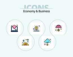 Economy And Business Line Filled Icon Pack 5 Icon Design. graph. light. growth. seo. idea vector