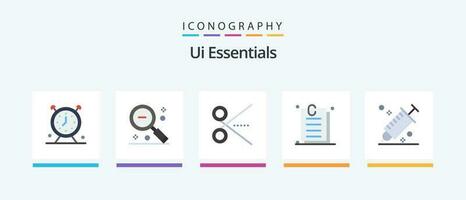 Ui Essentials Flat 5 Icon Pack Including online. attachment. search. ui. scissors. Creative Icons Design vector