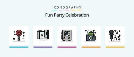 Party Line Filled 5 Icon Pack Including microphone. party. carnival. dance. celebration. Creative Icons Design vector