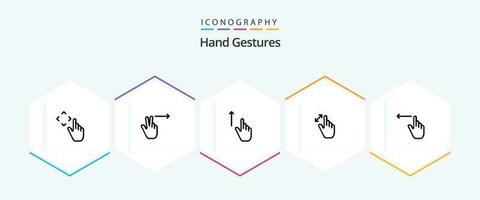 Hand Gestures 25 Line icon pack including finger. magnification. finger. interface. expand vector