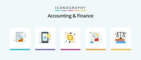 Accounting And Finance Flat 5 Icon Pack Including business. presentation. user. businessman. research. Creative Icons Design vector