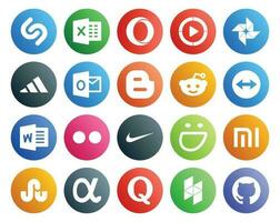 20 social medios de comunicación icono paquete incluso aplicación red xiaomi blogger presumido flickr vector