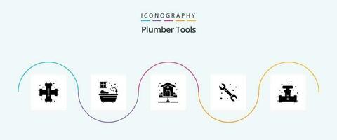 Plumber Glyph 5 Icon Pack Including mechanical. plumbing. house. plumber. water vector