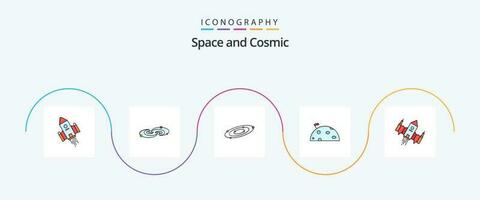 espacio línea lleno plano 5 5 icono paquete incluso espacio. bandera. planetas Luna. planeta vector