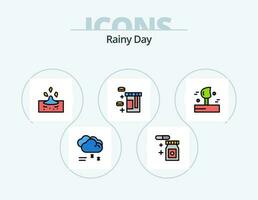 Rainy Line Filled Icon Pack 5 Icon Design. rainbow. shopper. leaf. plastic. bag vector