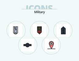 militar línea lleno icono paquete 5 5 icono diseño. estrella. militar. diamantes insignias. a rayas vector