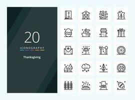 20 Thanks Giving Outline icon for presentation vector