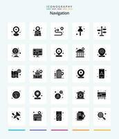 Creative Navigation 25 Glyph Solid Black icon pack  Such As world. street. route. directions. pin vector