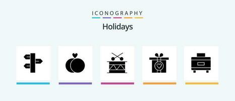 Holidays Glyph 5 Icon Pack Including travel. holiday. christmas. present. gift. Creative Icons Design vector