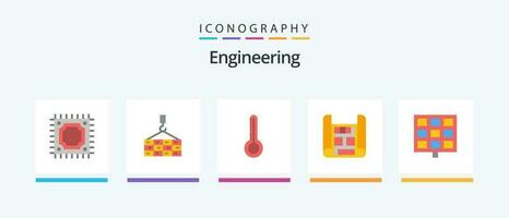 Ingenieria plano 5 5 icono paquete incluso . construcción. termómetro. solar. edificio. creativo íconos diseño vector