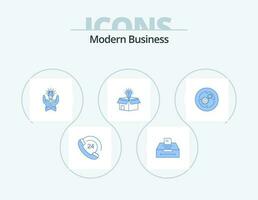 Modern Business Blue Icon Pack 5 Icon Design. solution. business. solution. box. idea vector