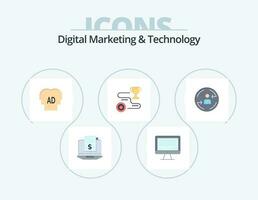 Digital Marketing And Technology Flat Icon Pack 5 Icon Design. peturning. path. elementary. success. achievement vector