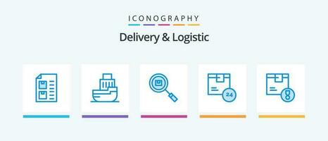 Delivery And Logistic Blue 5 Icon Pack Including product. hr. shipping. search. find. Creative Icons Design vector