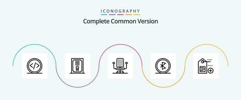 Complete Common Version Line 5 Icon Pack Including label. wireless. chair. network. communication vector