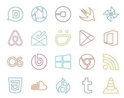 20 Social Media Icon Pack Including rss windows inbox beats pill office vector