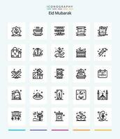 Creative Eid Mubarak 25 OutLine icon pack  Such As mubarak. invitation. qehwa. card. decoration vector