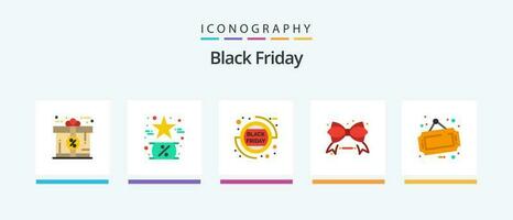 Black Friday Flat 5 Icon Pack Including sign. ribbon. star. friday. sale. Creative Icons Design vector