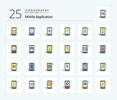 Mobile Application 25 Flat Color icon pack including battery. instant messenger. app. chat. app vector