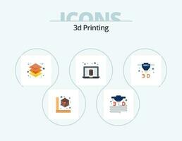 3d Printing Flat Icon Pack 5 Icon Design. direct. printerd. plastic. laptop. layers vector