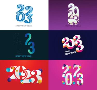 Big Set of 2023 Happy New Year logo text design 2023 number design template vector