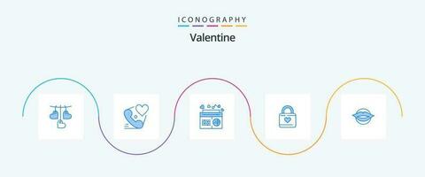 Valentine Blue 5 Icon Pack Including heart hacker. locker. valentine. lock. speaker vector